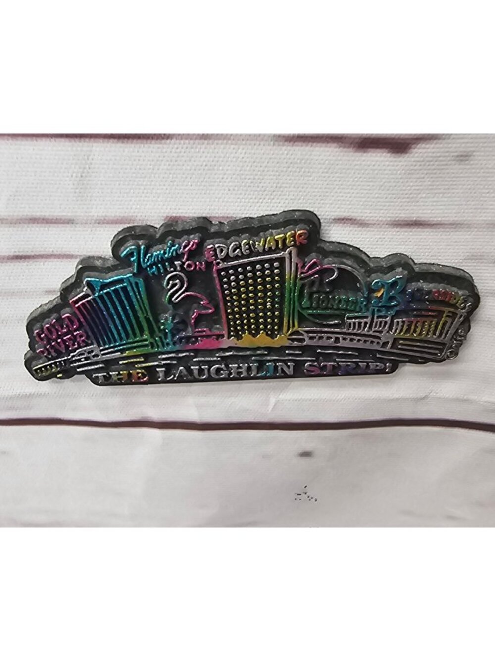 The Laughlin Strip Souvenir Magnet Rainbow Metallic Design